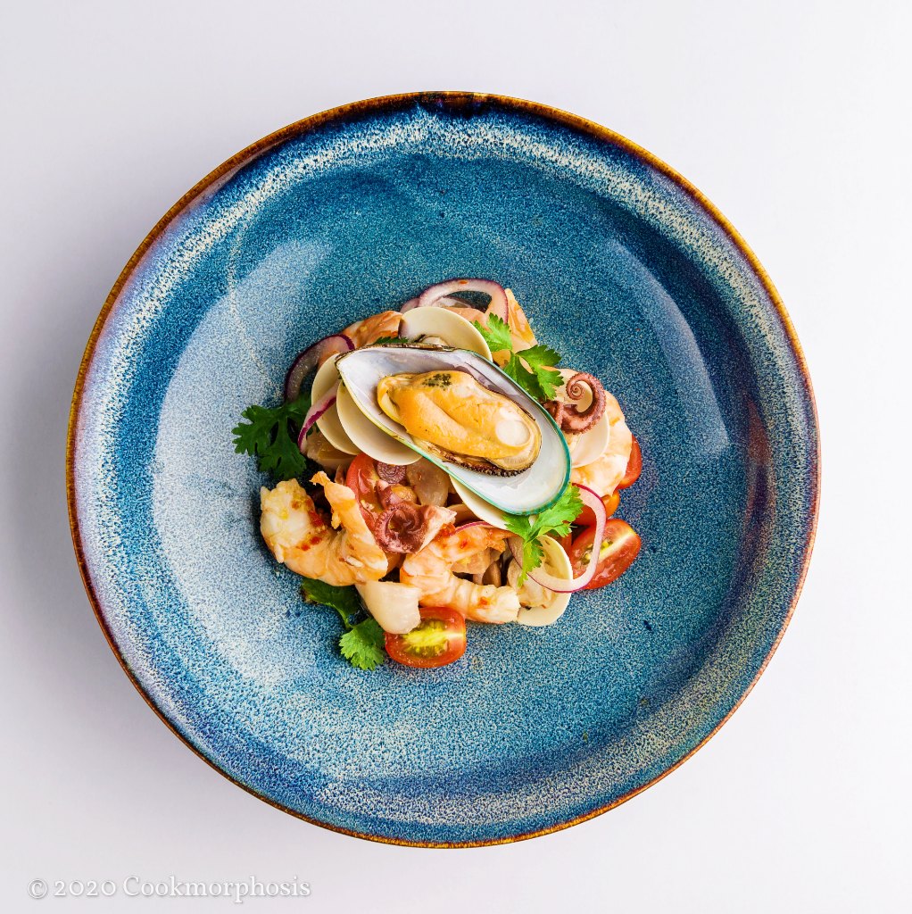 modern thai style seafood ceviche