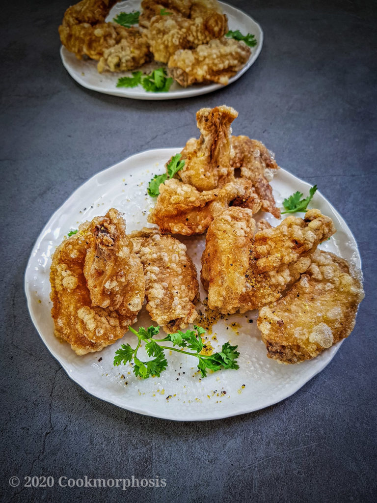 crunchy and crispy wings with cilantro as garnish