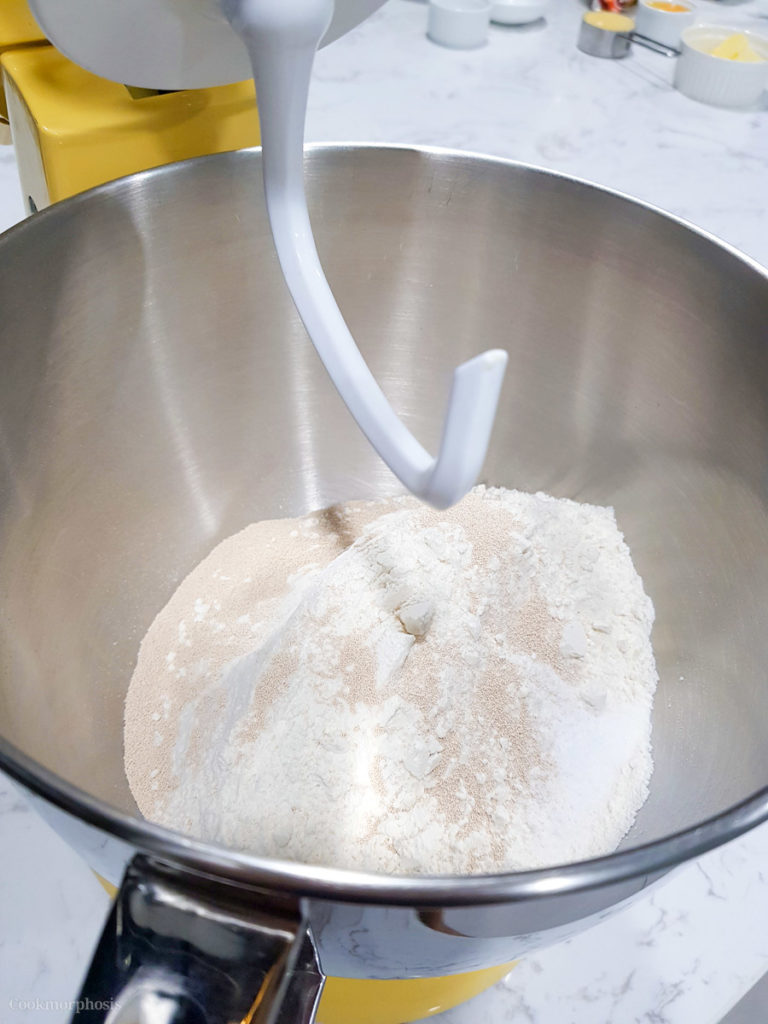 dry ingredients of fluffy condensed milk bread recipe