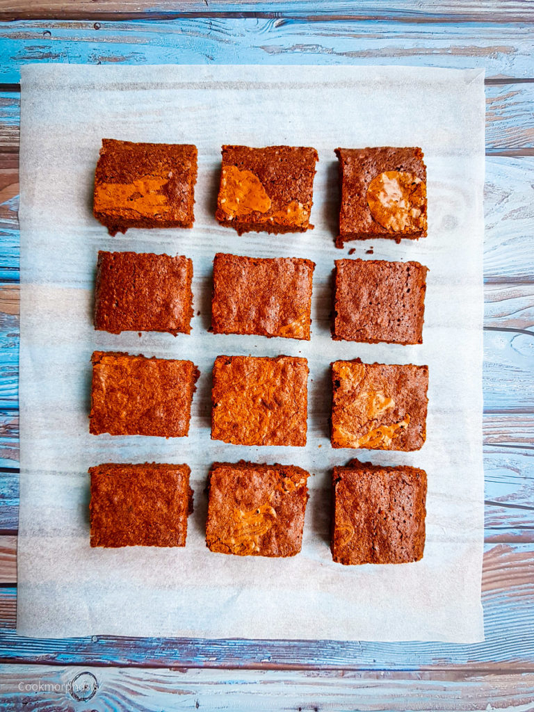 easy and fudgy brownies cut into 12 even squares