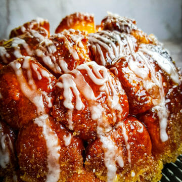 a close up of Homemade Caramel Monkey Bread from scratch