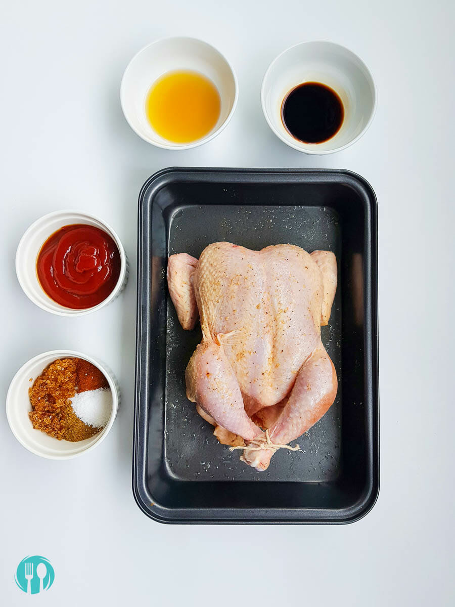 ingredients to make whole roasted chicken in the oven