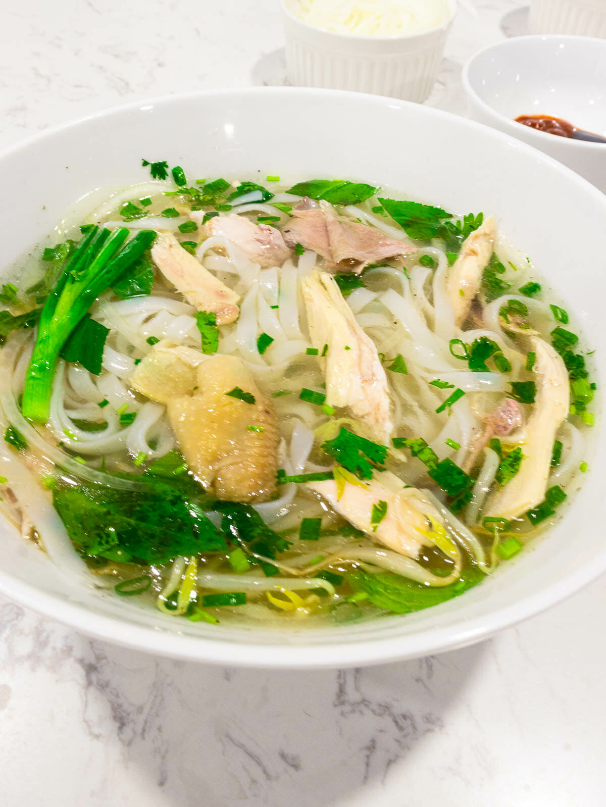 a bowl of pho ga