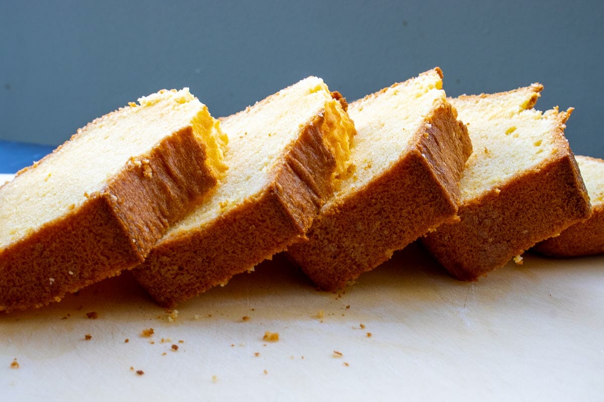 a stack of pound cake slices