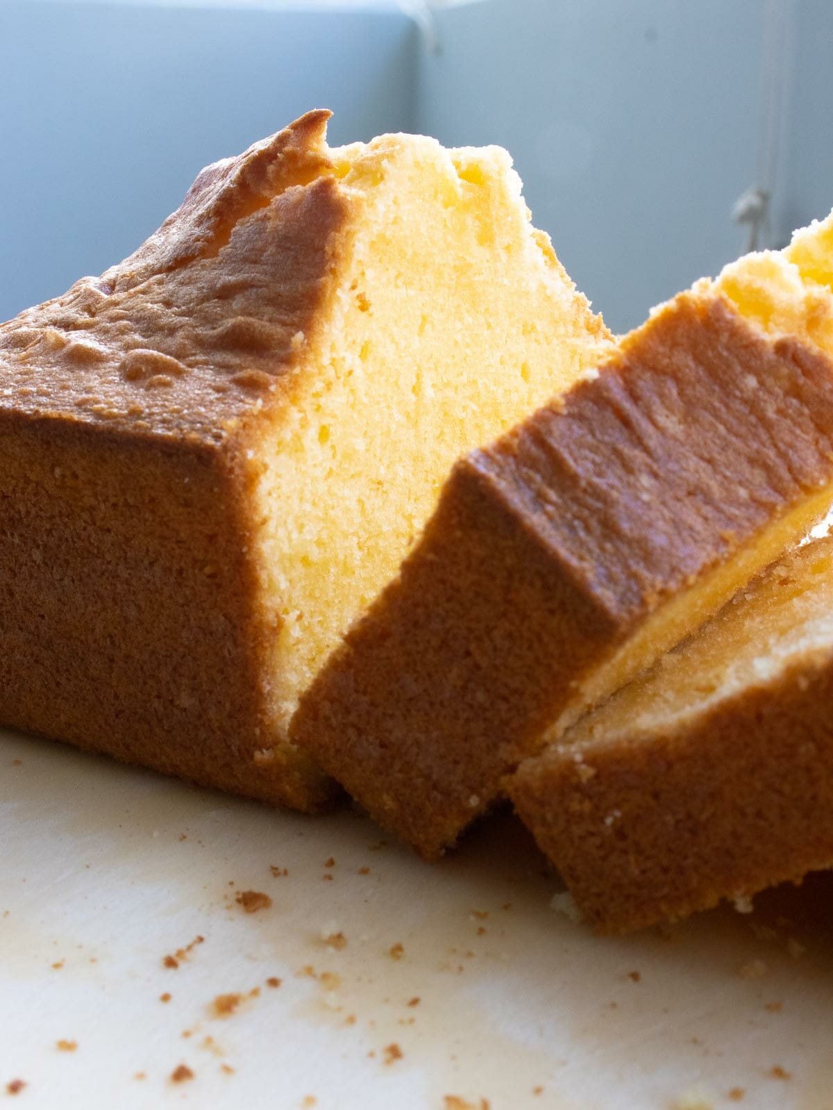 a side view of a pound cake