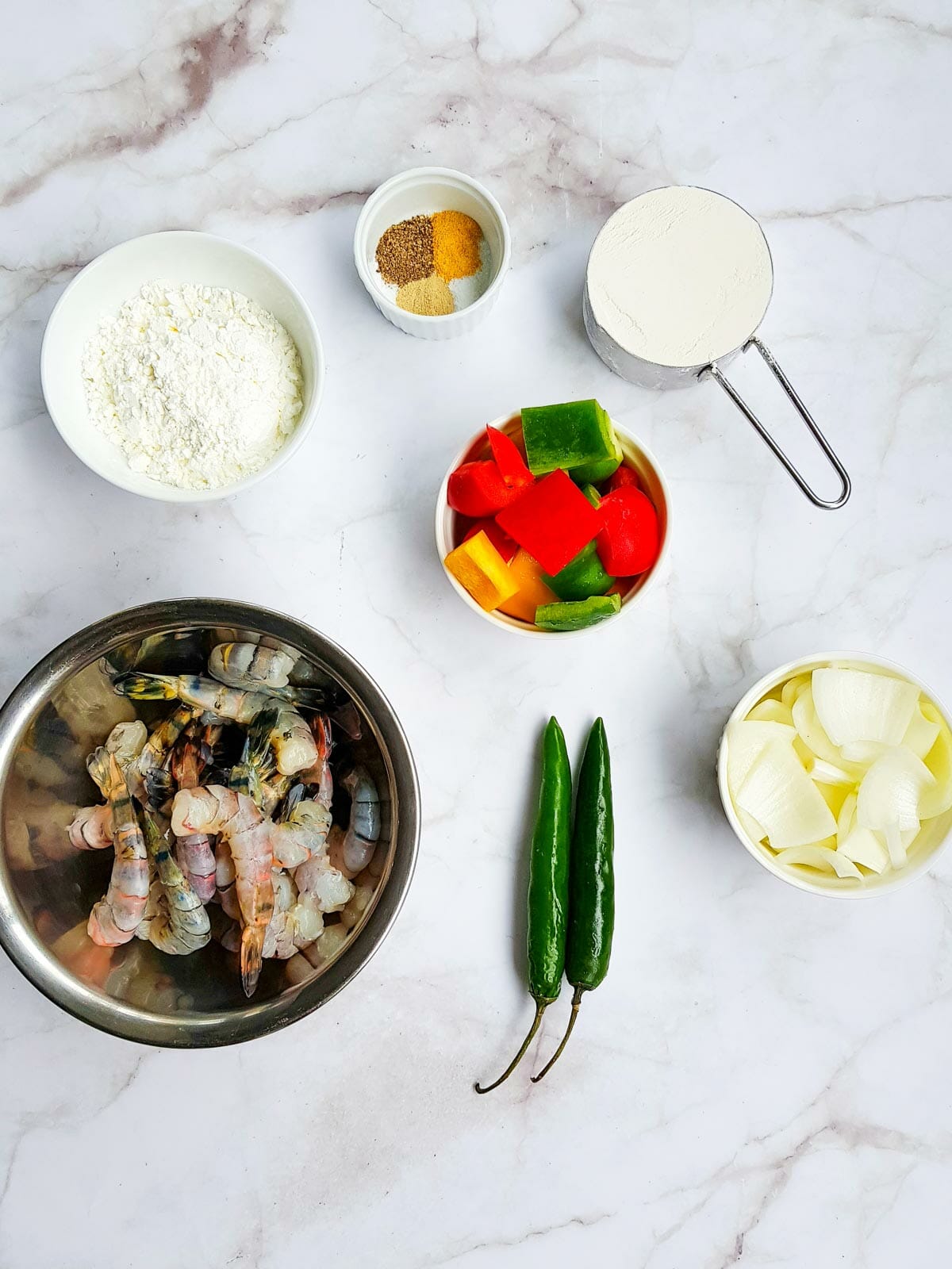 ingredients to make pepper shrimps