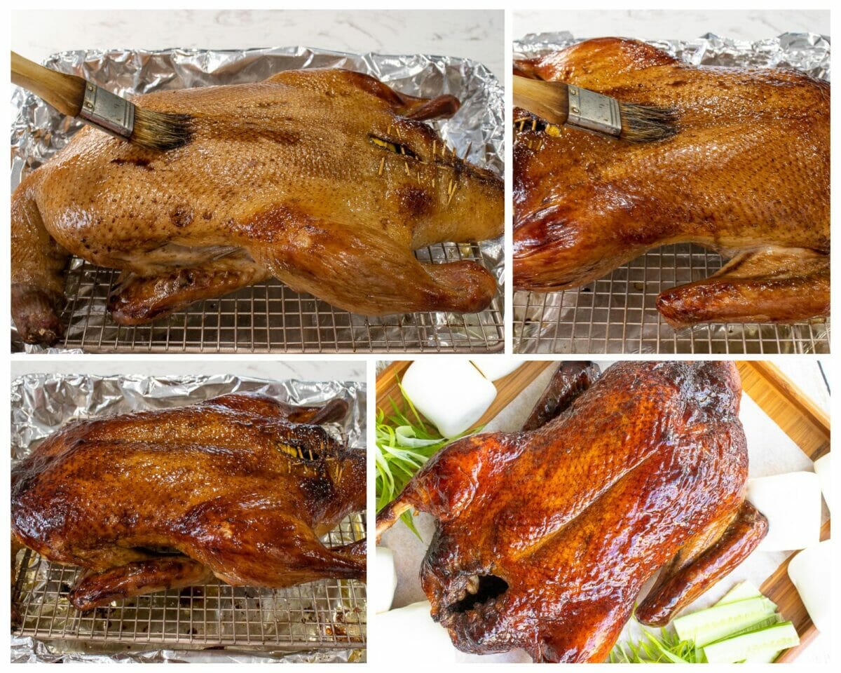 baste the roasted duck three times with basting mixture