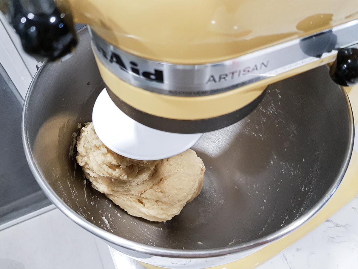 mix the dough using a mixer and a dough hook