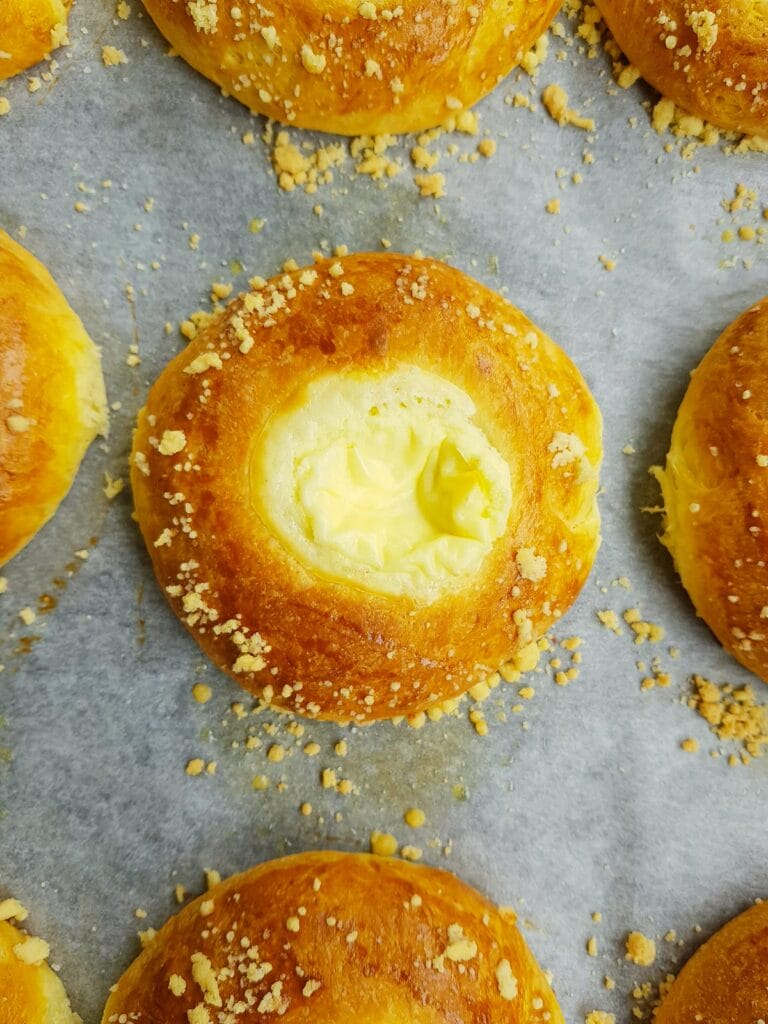 a close up of a cream cheese kolaches